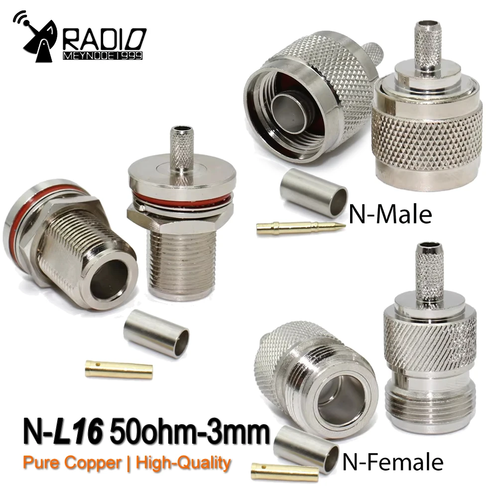 

N Male Plug & Female Jack 50-3 N Connector RF Coaxial Connector Bulkhead Connector Crimp RG58 RG142 RG400 Cable Adapter