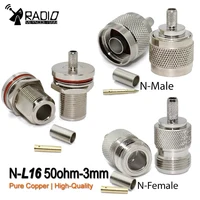 Conector N macho y conector hembra 50-3 N, conector Coaxial RF, conector de mamparo, adaptador de Cable RG58 RG142 RG400