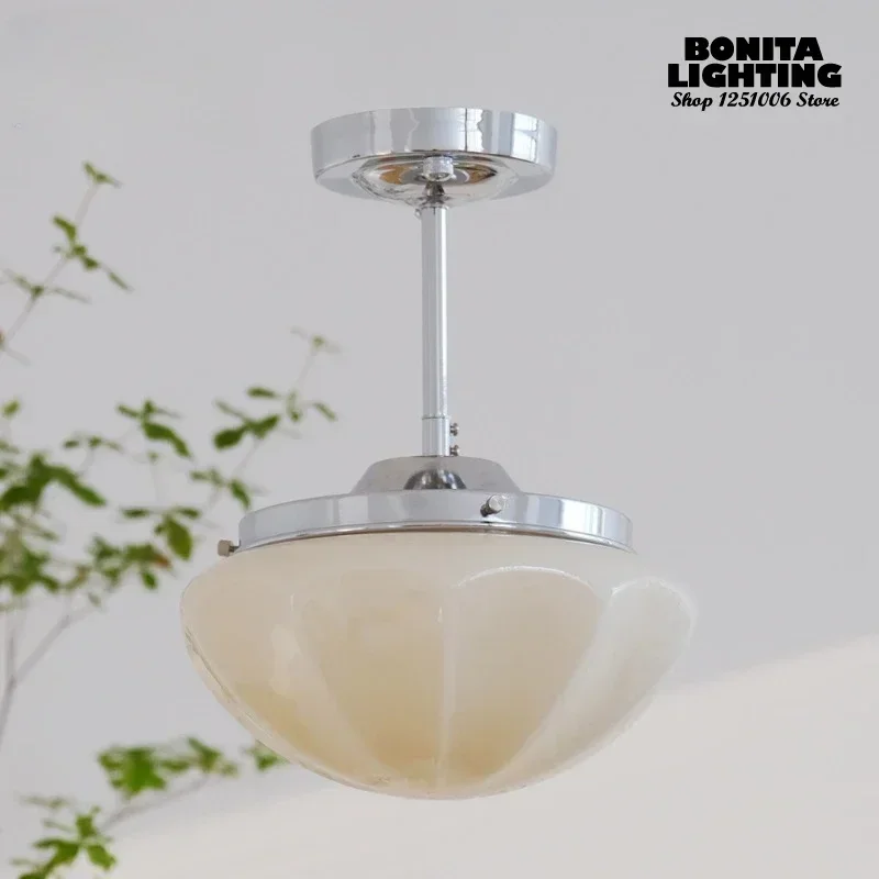 Francuski biały jadeitowy szklany pręt do zawieszenia lampa sufitowa salon szatnia sypialnia jadalnia antyczna miedź Retro lampa sufitowa