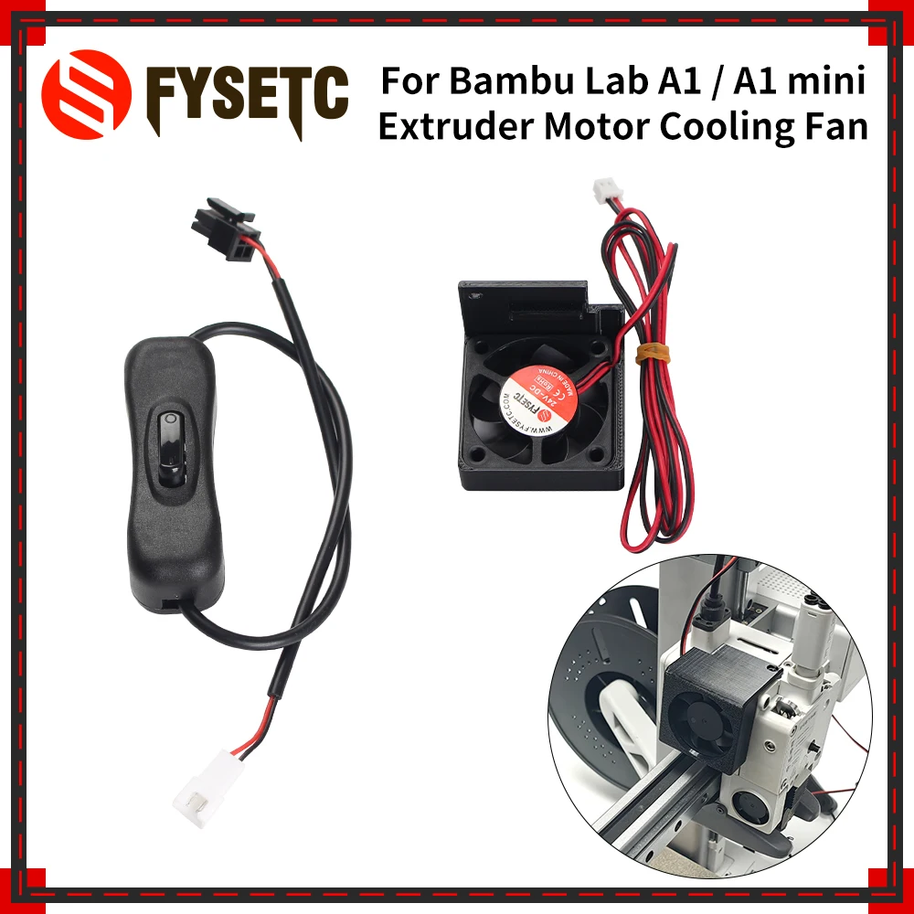 

Охлаждающий вентилятор для двигателя экструдера Bambu Lab A1/A1mini 4010, 24 В, 7000 об/мин, двойной шар с переключателем для деталей 3D-принтера A1/A1mini
