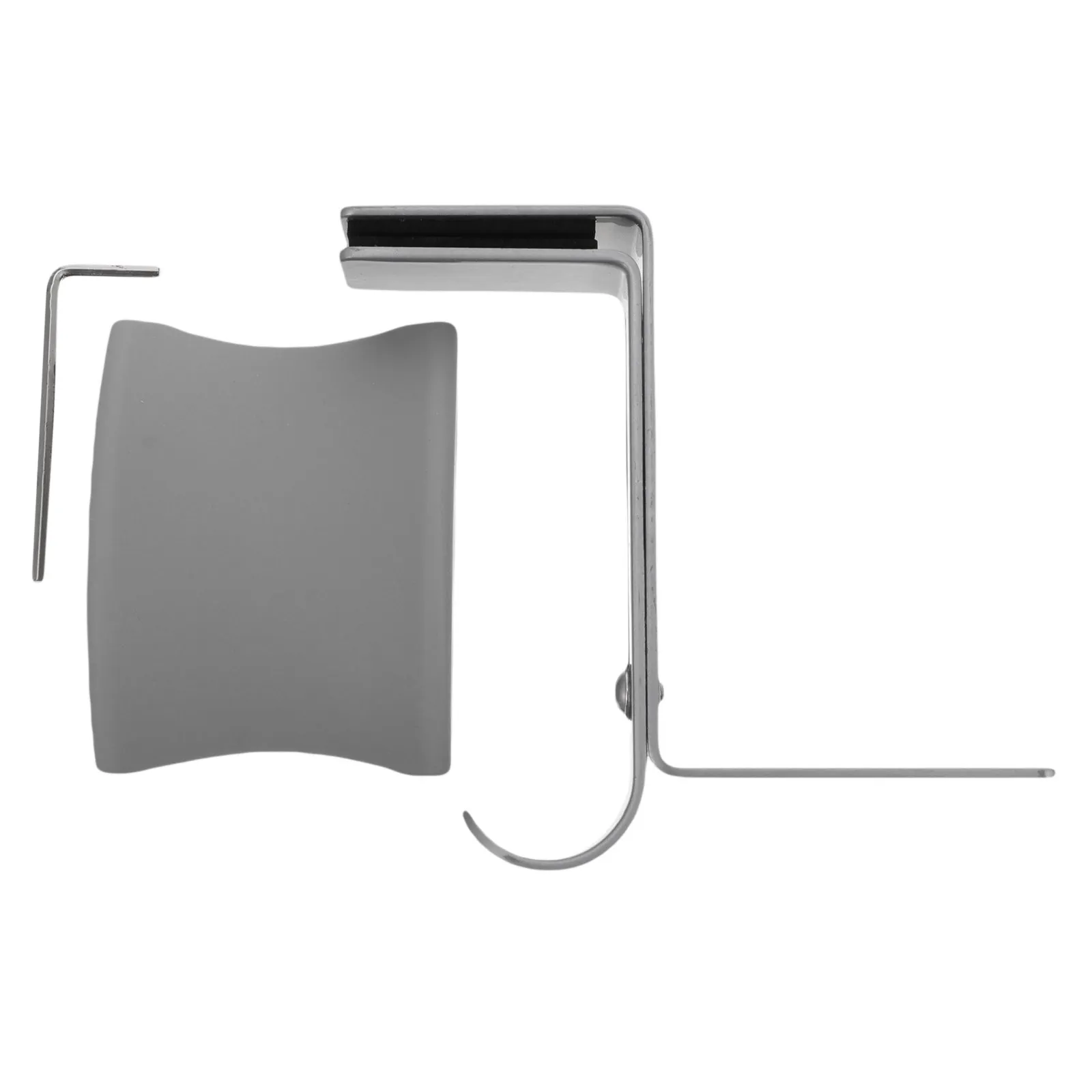 Heavy Duty Metal Headphone Rack Under Desk Clamp Hook Adjustable Headset Holder Stand with Curved PU Pad Scratch Resistant