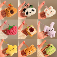 Cute Animal Plush Keychain Little Star Bear Rabbit Frog Panda Bear Bread Capybara Cartoon Pendant Key Ring for Men Women Gift