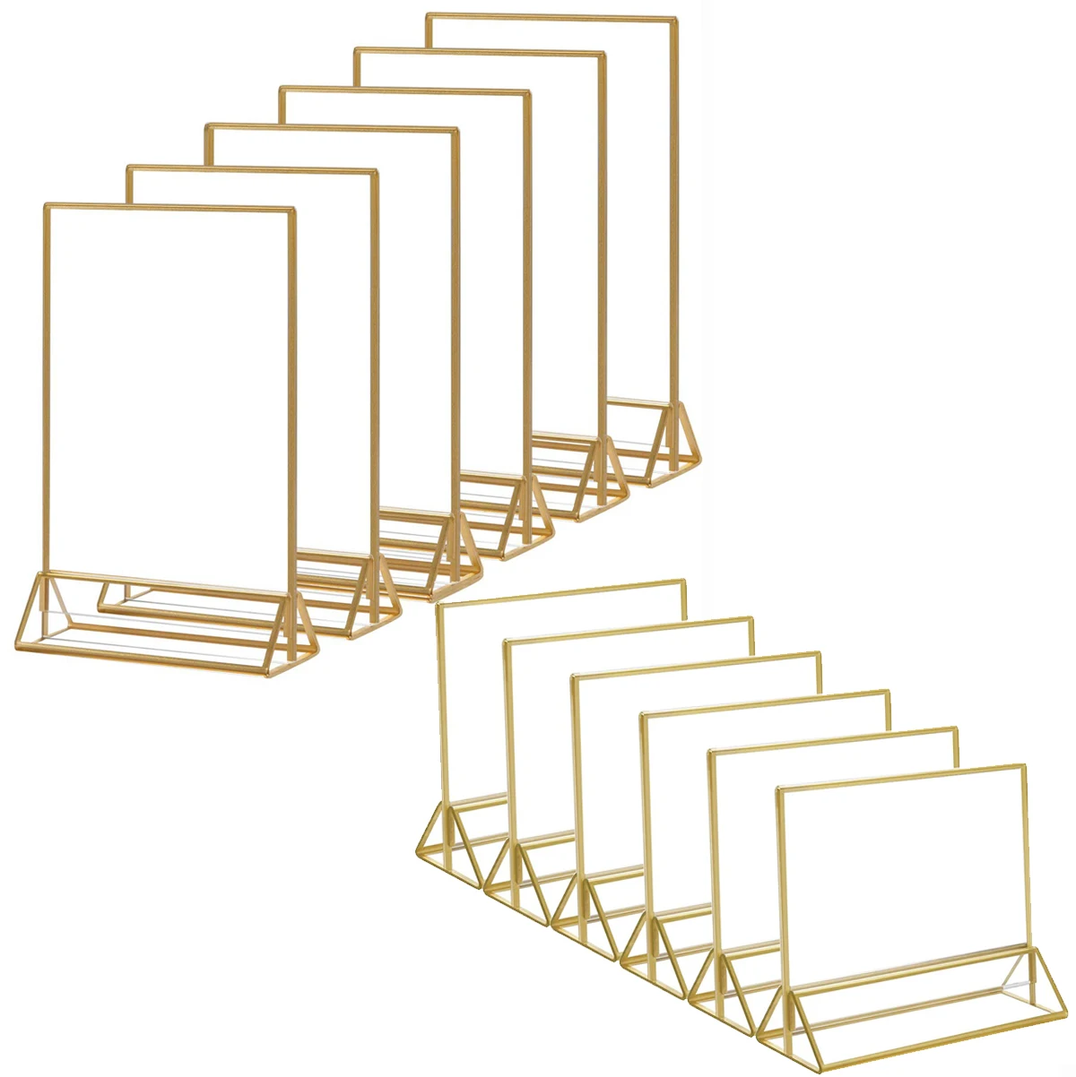 

6 Pack Gold Frame Acrylic Sign Holder Double Sided Table Numbers Holder Desktop Display Stand Menu Business Store Sign Holder