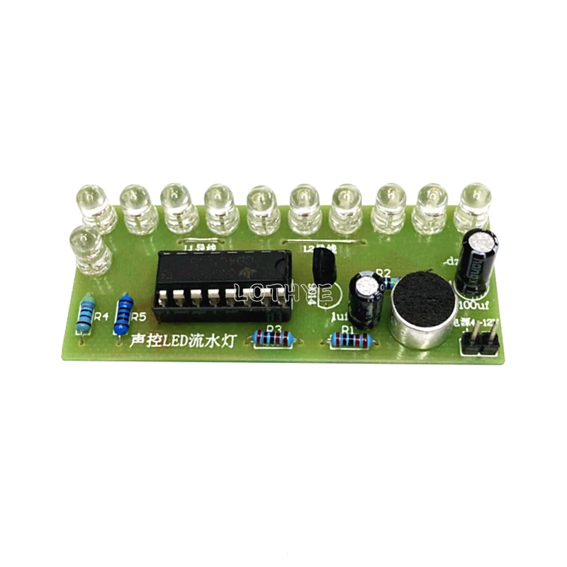 CD4017 Kit de luz LED de agua con Control de voz, luz de Color, Kit electrónico DIY, diversión de espectro, producción electrónica, entrenamiento de soldadura