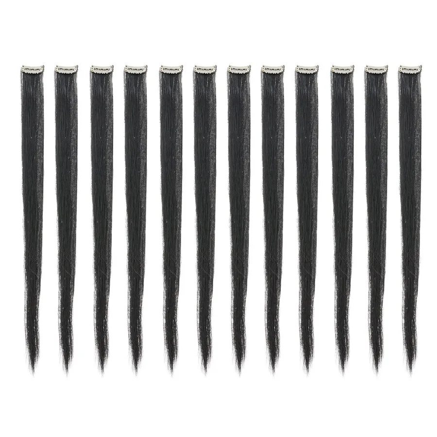 12 قطعة مستقيمة بلون واحد للحفلات يسلط الضوء على وصلات الشعر للمناسبات الخاصة قطع الشعر الاصطناعية ذات الألوان الجريئة
