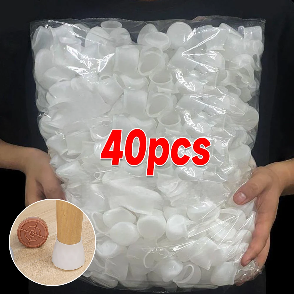 4/40pcs Chair Leg Cover Mat Floor Protectors Furniture Pads for Hardwood Floors Silicone Anti Scratch Table Chair Leg Foot Caps