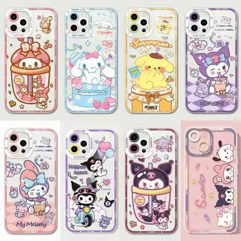 Cute Cartoon Kuromi Phone Case for Samsung Galaxy S24 Ultra S23 FE S20 S21 S22 Plus A54 5G A55 A35 A25 A14 A15 A24 A34 Cover