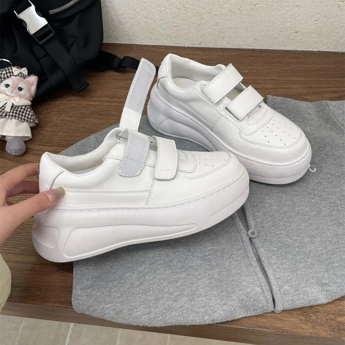 

Round Toe Off Brand White Sneaker Thick Bottom Chunky Women's Vulcanized Casual Sport Shoes New кеды женские высокая подошва