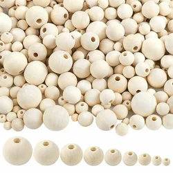10/50/100/500pcs Natural Wood Beads Large Hole Wooden Beads Pearl Lead-Free Balls For Macrame Jewelry Charms Crafts 8-20mm