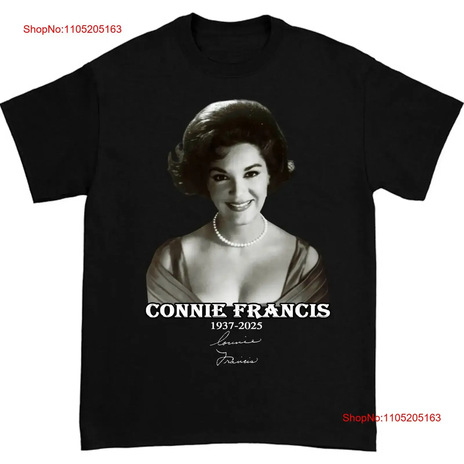 New Connie Francis 1937 2025 Men Black S 235XL T Shirt vintage Washed Versatile Casual Unisex Breathable streetwear Slightly