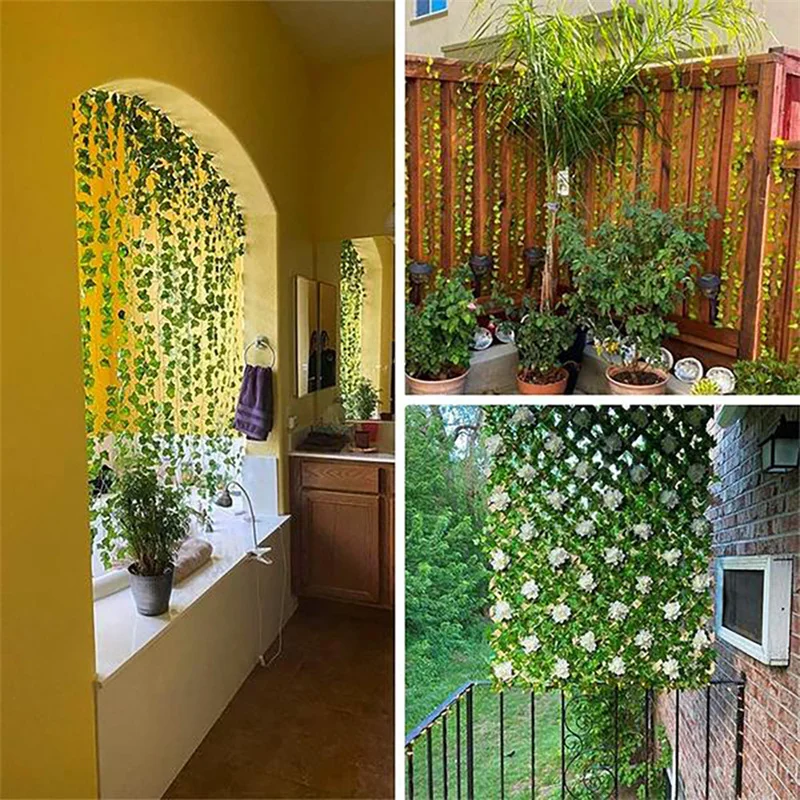 Guirlande lumineuse féerique à piles pour désherbage, décoration de maison, guirlande lumineuse, fleur, feuille verte, arbre de noël, vigne artificielle
