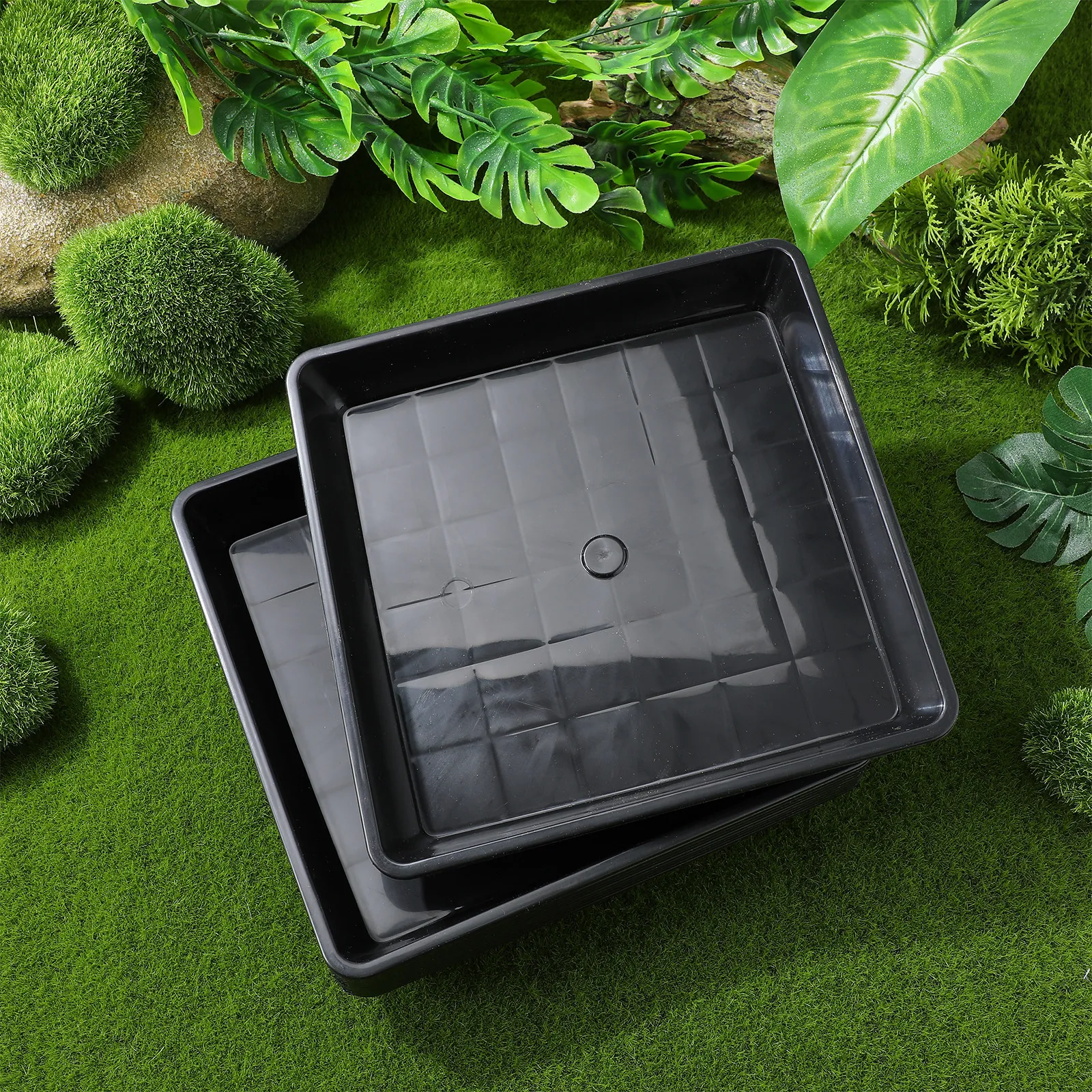 10Pcs Resin Plant Pot Trays Square Plastic Flower Pot Saucer Heat Resistant Small Plants Tray Indoor Outdoor Garden Accessory