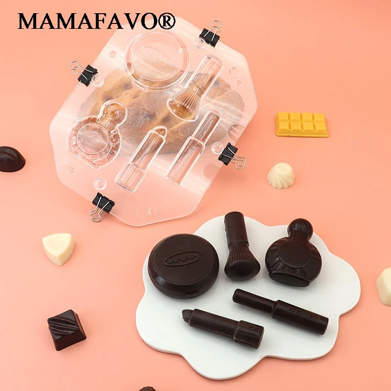 1Set 3D Fashion Cosmetic Lipstick Perfume Chocolate Mould Candy Cake Jelly Mold Wedding Decorating DIY Tool Women's Gift F091