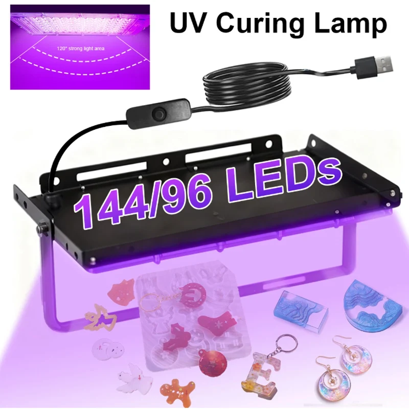 50/96/144 LED UV Resin Curing Lamp Portable Curing Solution for Resin Jewelry Keychains Crafts Fast Even Curing for Finish