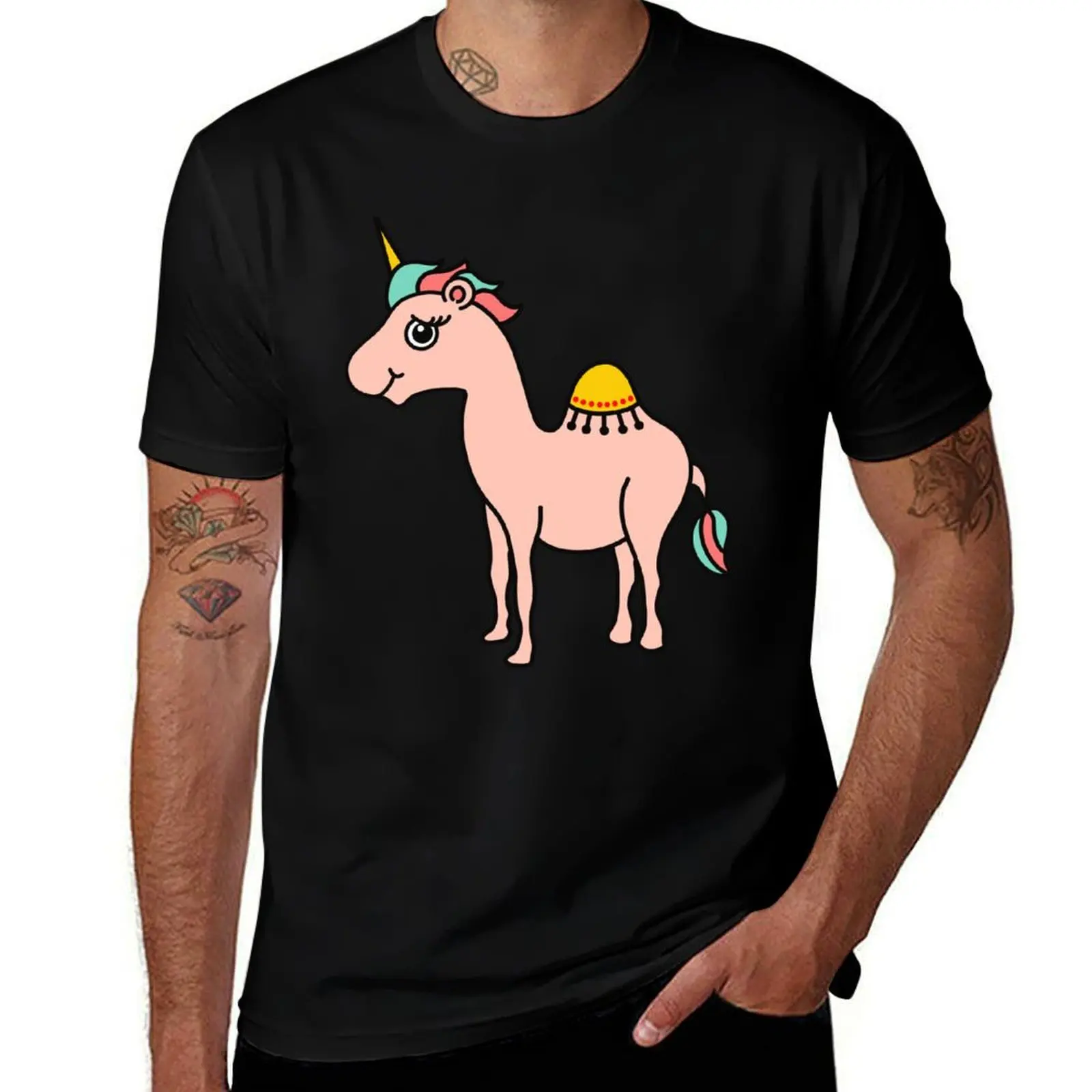 

Unicamel - a rare magical creature from Arabia. Camelcorn Unicorn (opposite facing) T-Shirt