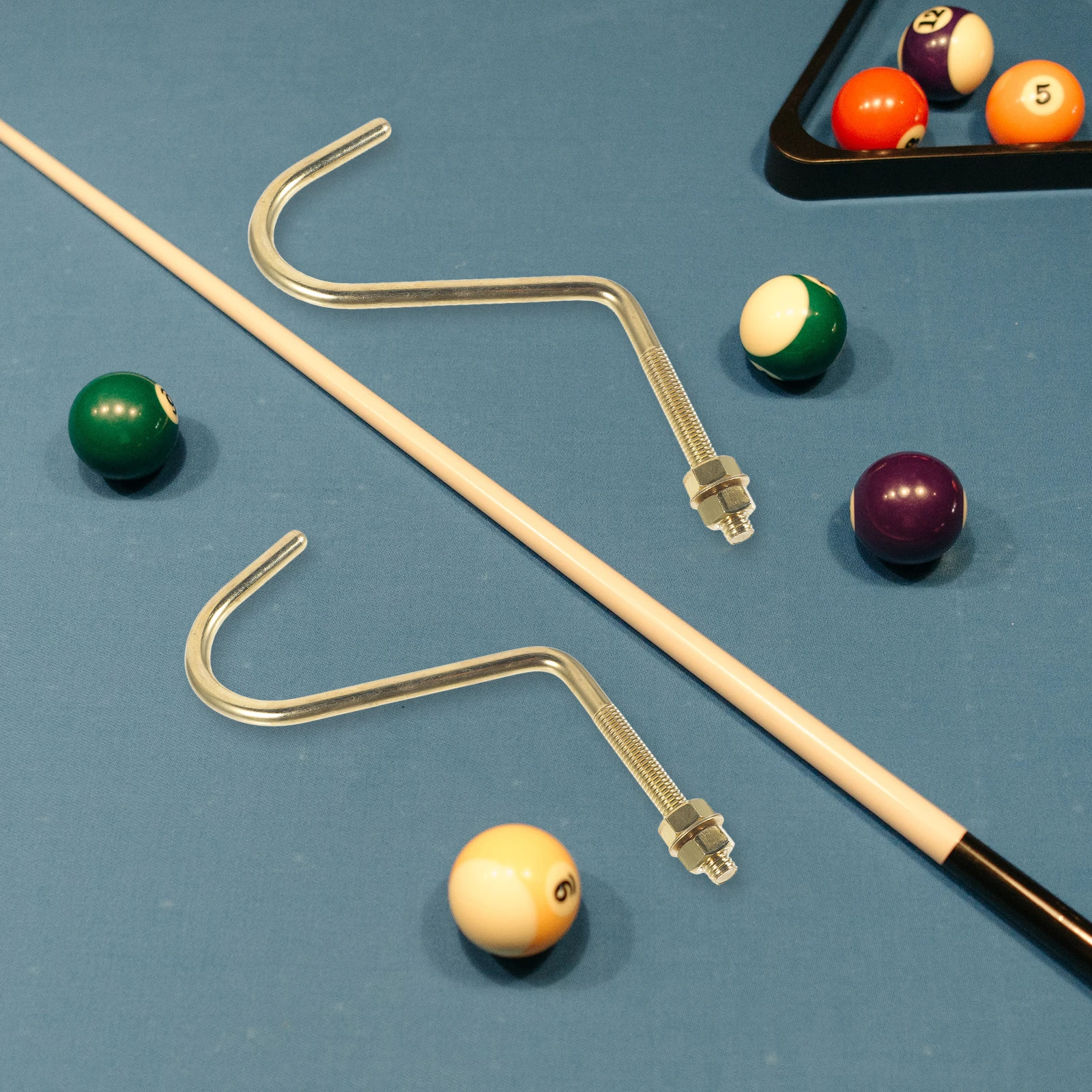 

2 Pcs Billiard Table Copper Hook Room Organization Snooker Accessory Simple Cue Hanger Plating Wear-resistant