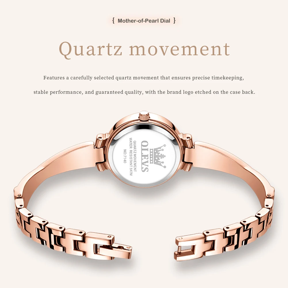 OLEVS 7140 Original Brand Exquisite Bracelet Ladies Watch Quartz Watch Waterproof Stainless Steel Strap