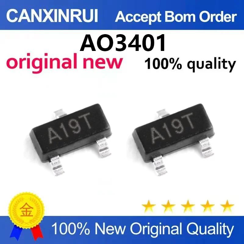 (5pcs-100pcs)New AO3401 silk screen A19T power management surface mount MOS tube SOT-23
