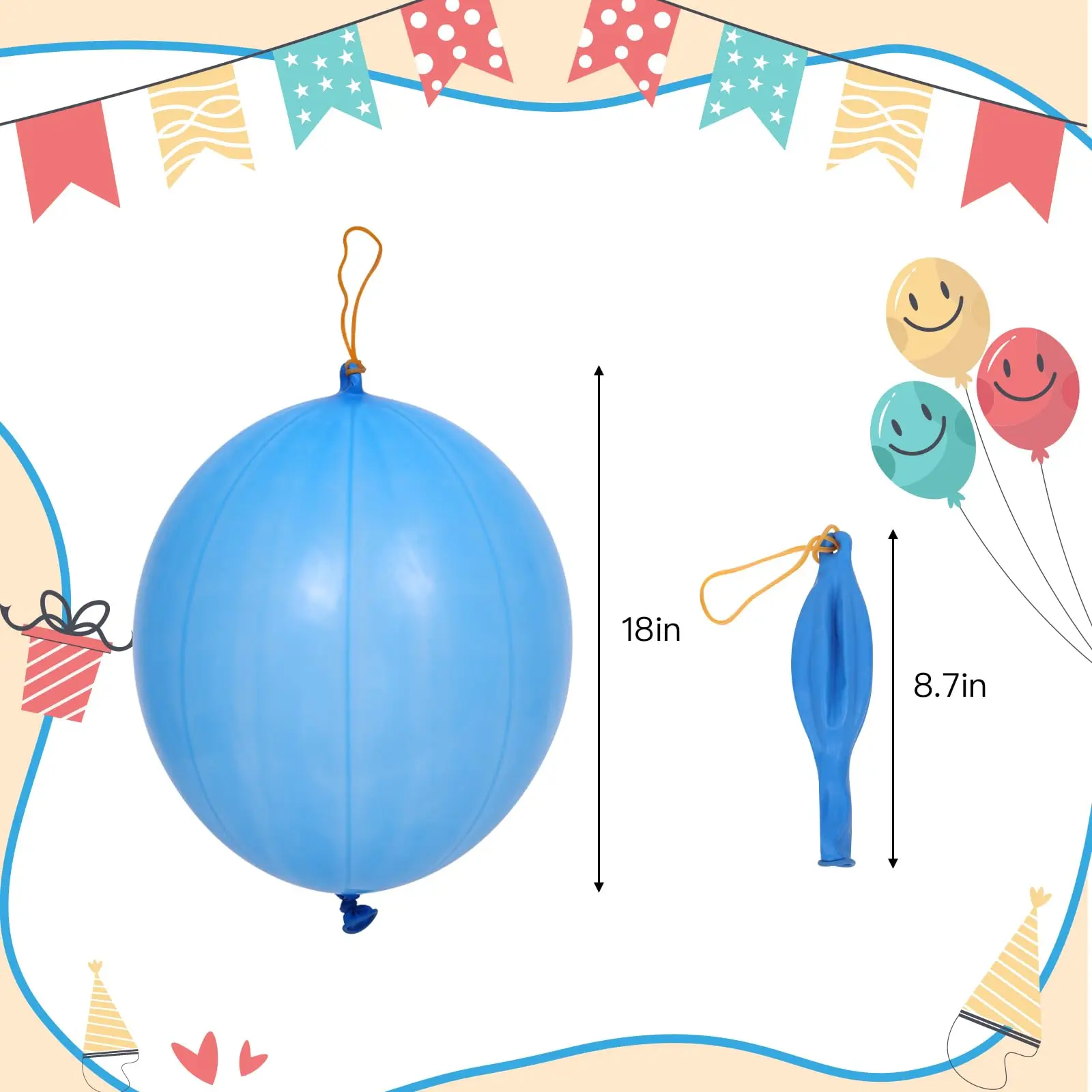 25pcs Bounce Balloons with Rubber Band Handle Birthday Party Punch Balloons Assorted Colors Heavy Duty Party Favor Balloons