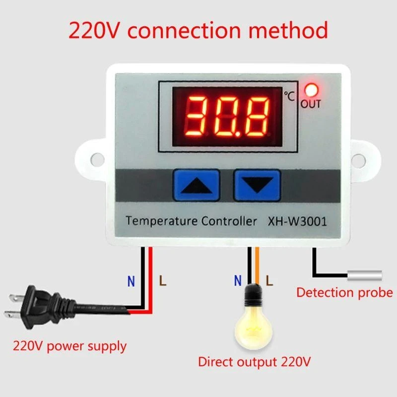 E06B 220V LED Digital Temperature Controller 10A Thermostat Control Switch Probe New