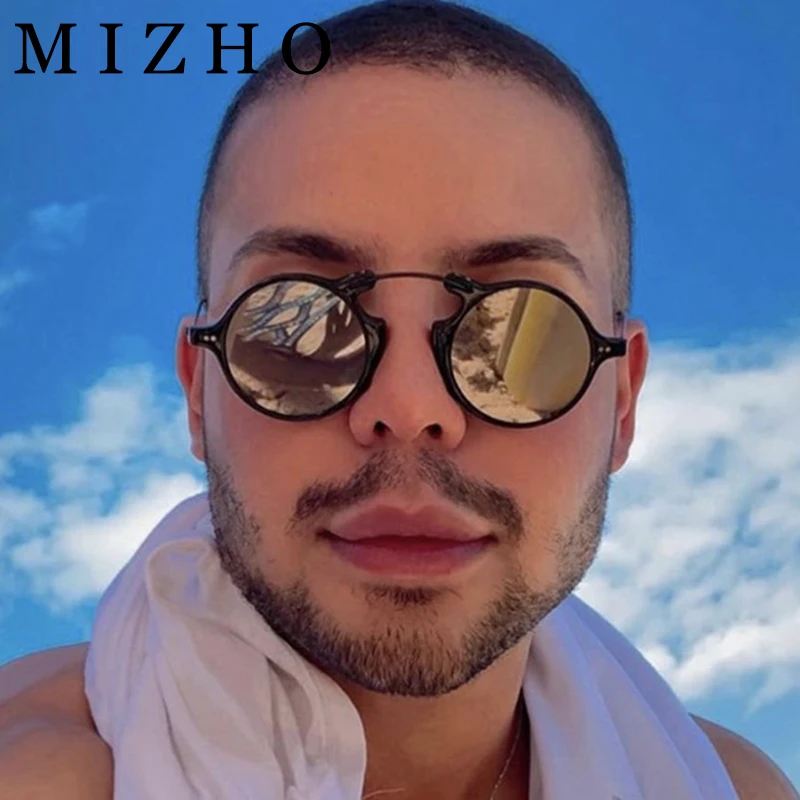 

MIZHO Retro Steampunk Sunglasses Men Luxury Brand Vintage Round Sun Glasses Metal Glasses Women Fashion Driving Goggle UV400