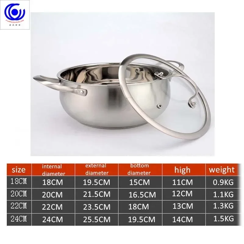 Stainless steel soup pot thickened binaural milk pot with double bottom non-magnetic hot pot