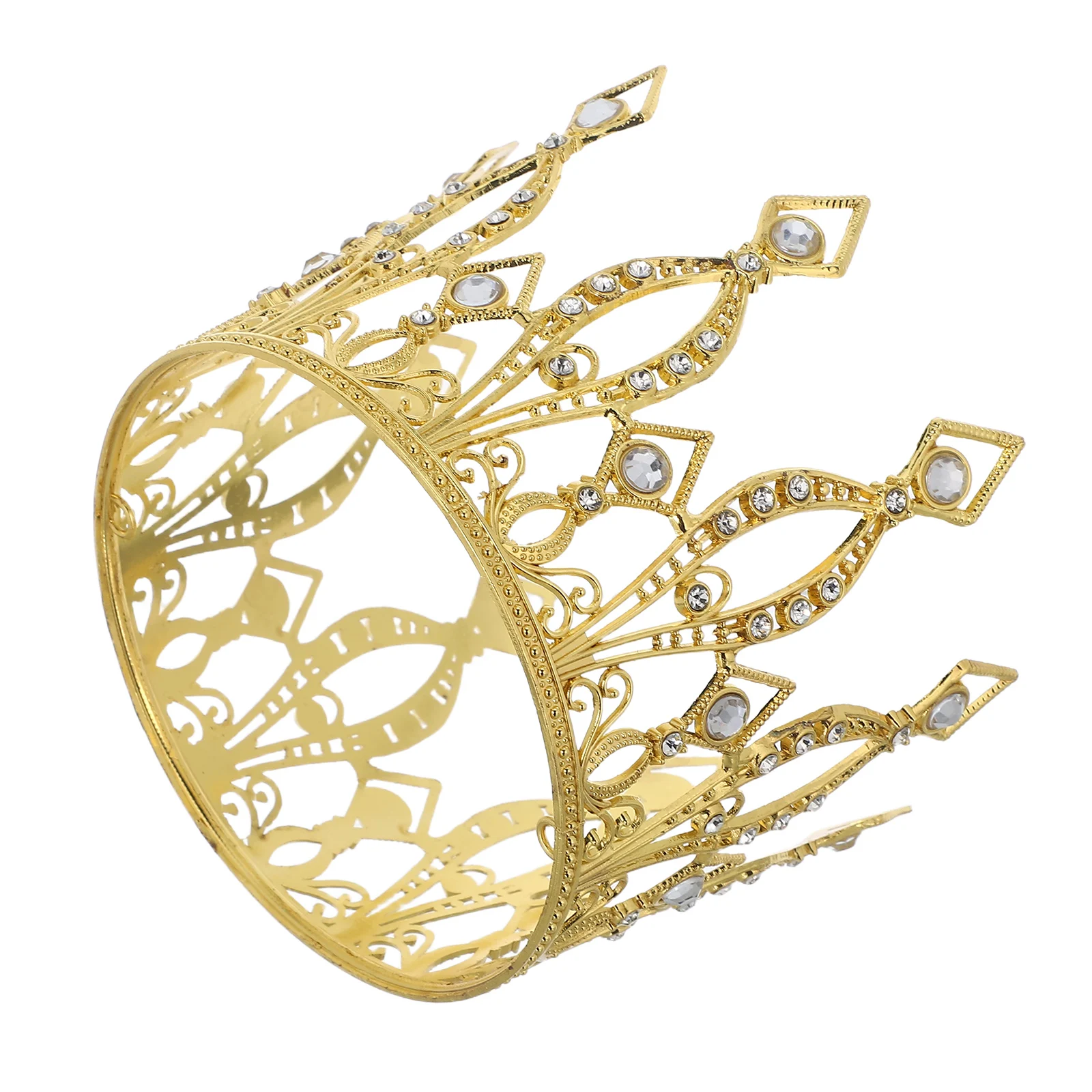 

Rhinestone Crown Headdress Golden Bridal Tiara Vintage Wedding Accessory Elegant Bride Headwear Hairstyling Tool For Party Prom