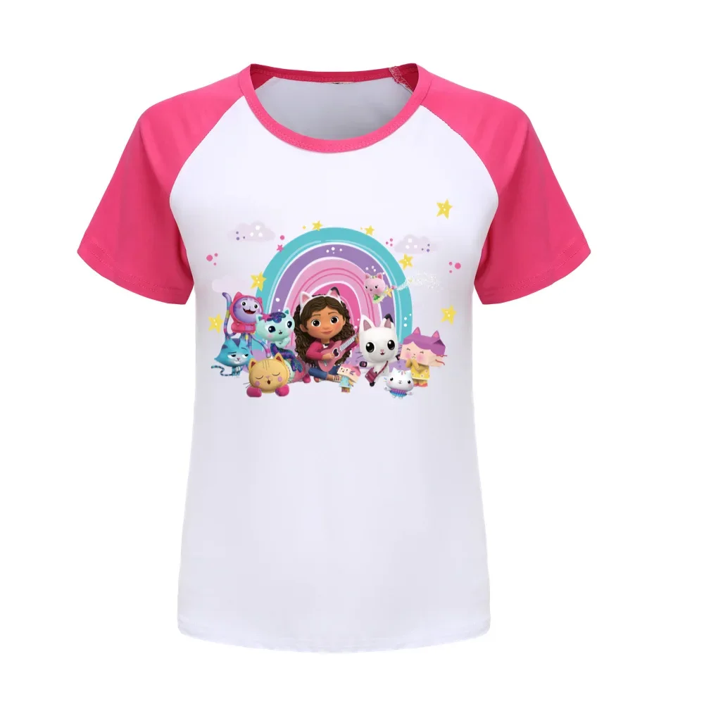 Gabbys Dollhouse Girls Boys Cotton Short Sleeve T-shirts Summer Tops Children Sports Tees Clothing  Kids Clothes Cosplay TShirt