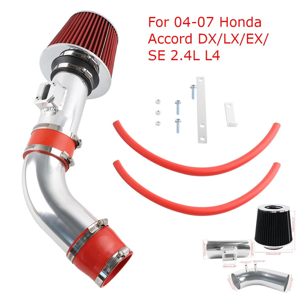 

АЛЮМИНИЕВЫЙ короткий комплект воздухозаборника и замена фильтра для Honda Accord DX/LX/EX/SE 2,4L L4 04-07 Встановіть своими руками