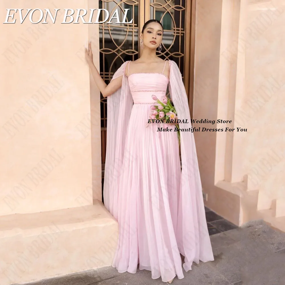 EVON BRIDAL Elegancka suknia wieczorowa o linii A Szyfon Odpinane rękawy Długość do podłogi Dubaj Plisa Vestido De Noche Elegante MujerEVON BRIDAL Elegancka A-Linia Suknia Wieczorowa Szyfon Odłączane Rękawy Długość Pod