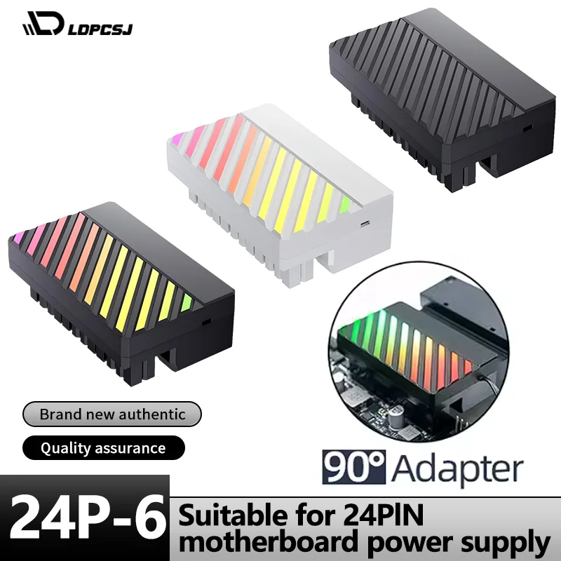 LDPCSJ ATX 24Pin 90-Degree Connector Plug Adapter Desktop PC Motherboard Power Supply Cable DIY Mounting Accessory
