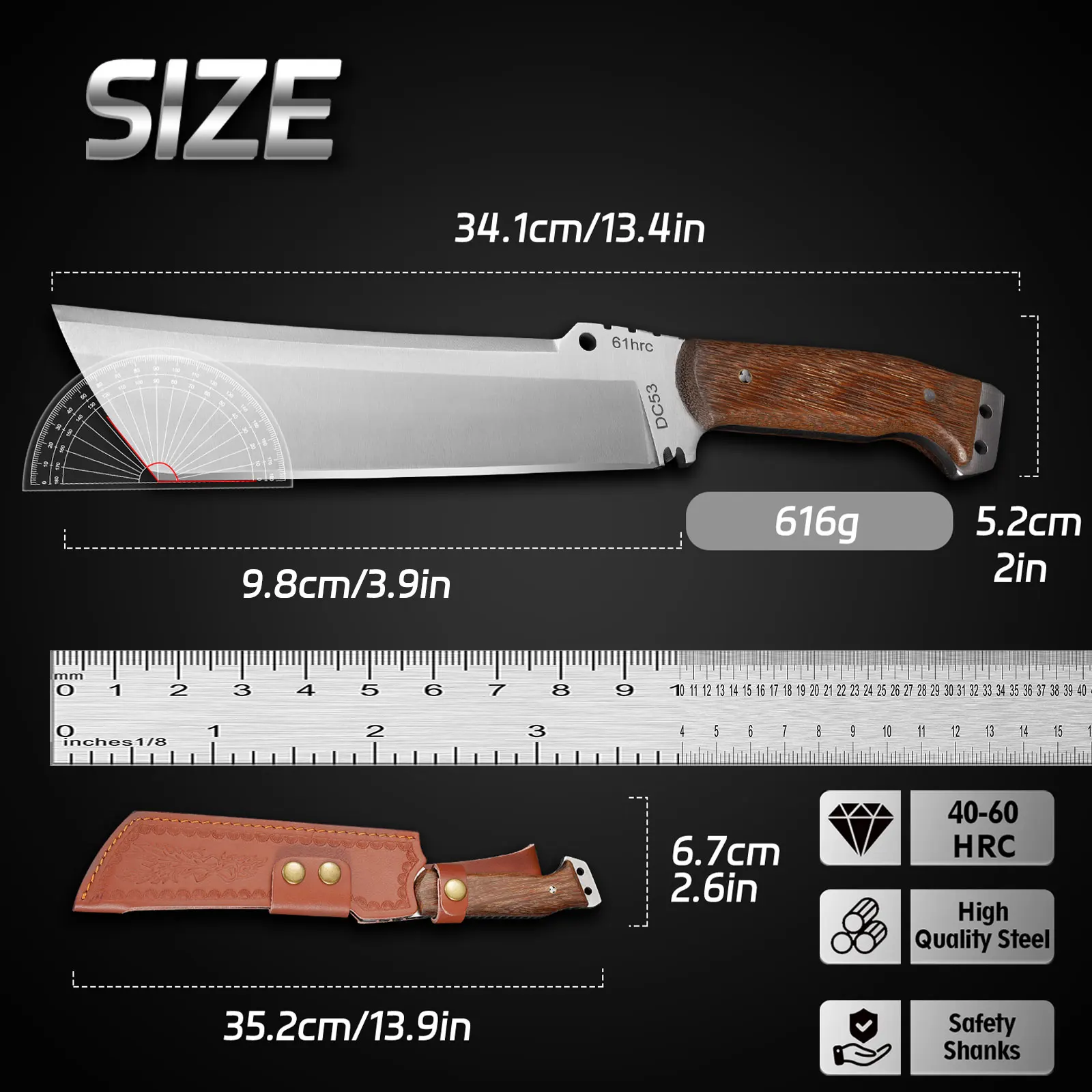 High Hardness Outdoor Survival Knife Stainless Steel Camping Chopping Knife With Scabbard Multipurpose Jungle Cutting Knife