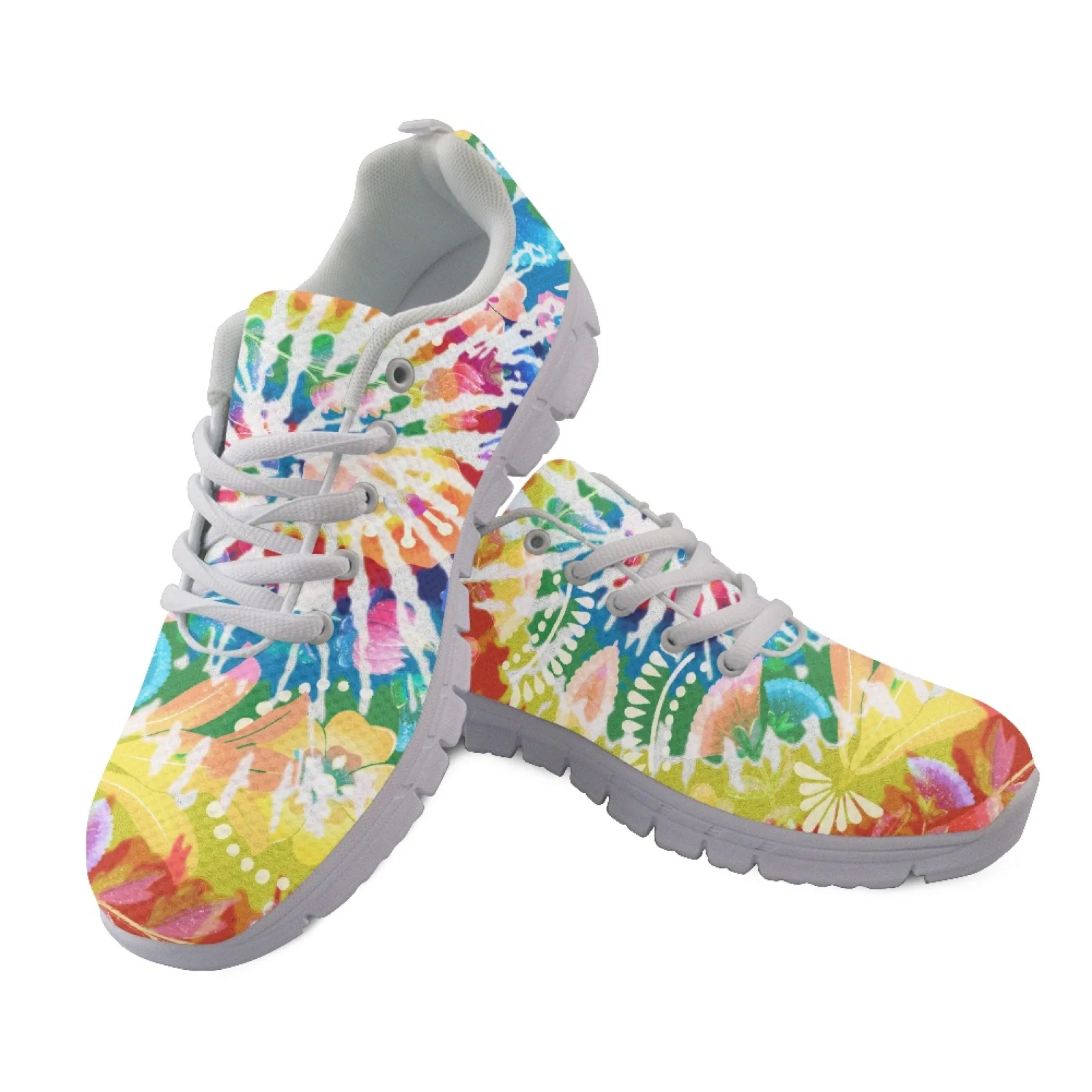 Coloranimal Tie Dye Print Women Running Walking Shoes Lightweight Breathable Mens Lace Up Athletic Trainers for Gym