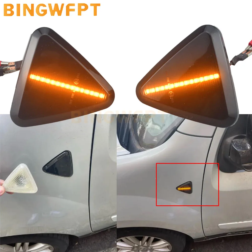 2PCS LED Dynamic Turn Signal Side Fender Marker Indicator Light For RENAULT KANGOO II 2008 2009 2010 2011 2013 2013