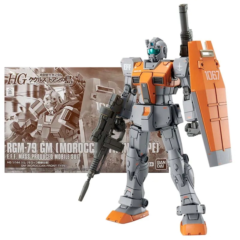 Bandai Figure Gundam Model Kit  Anime Figure HG GM Moroccan Front Mobile Suit Gunpla Action Figure Toys For Boys Children's Gift