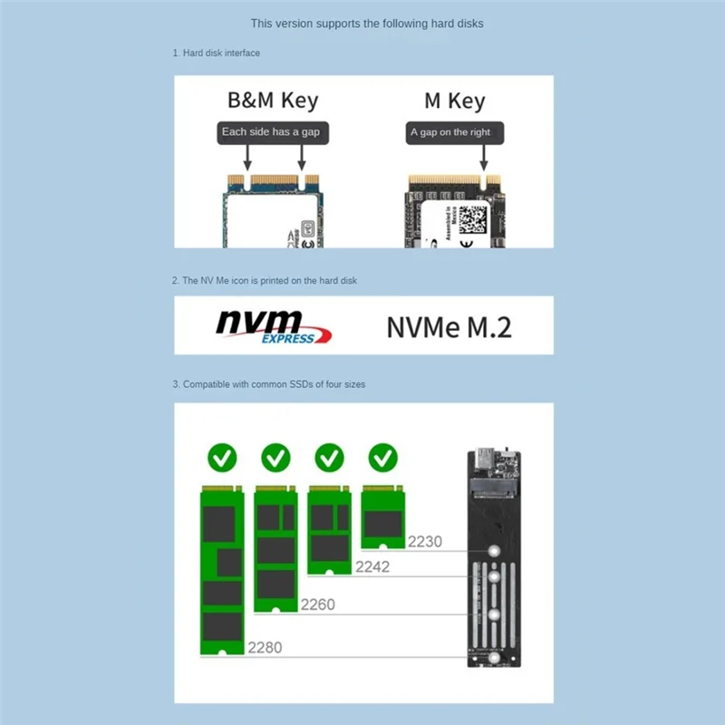 

INEO RGB SSD Enclosure M.2 NVME PCI-E To USB3.1 Gen2 Type-C JMS583 10Gbps SSD Case Radiator For 2280/2260/2242/2230 M.2 SSD