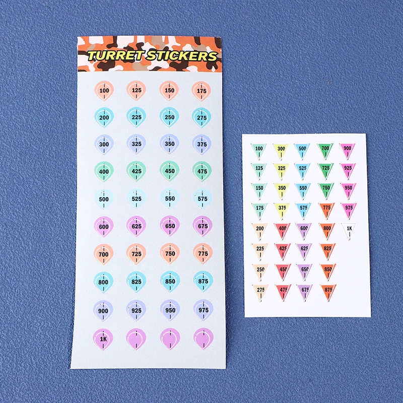 Rifles Scope Turret Stickers 5 Sheets Weatherproof Calibration Tags for Shooting Accuracy Range Practice