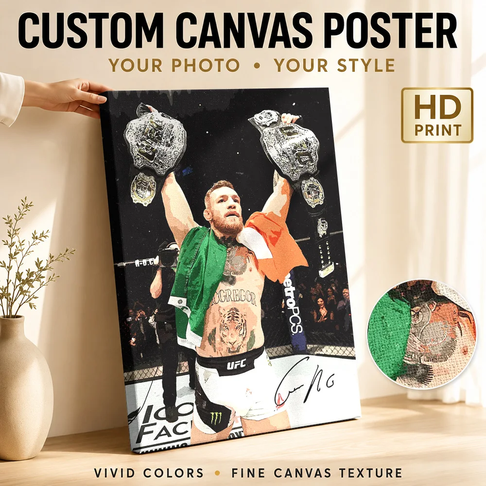 Conor McGregor Canvas Poster Custom Photo Sports Portrait Wall Art for Game Room Man Cave Decor Collectible Ready to Hang Gift