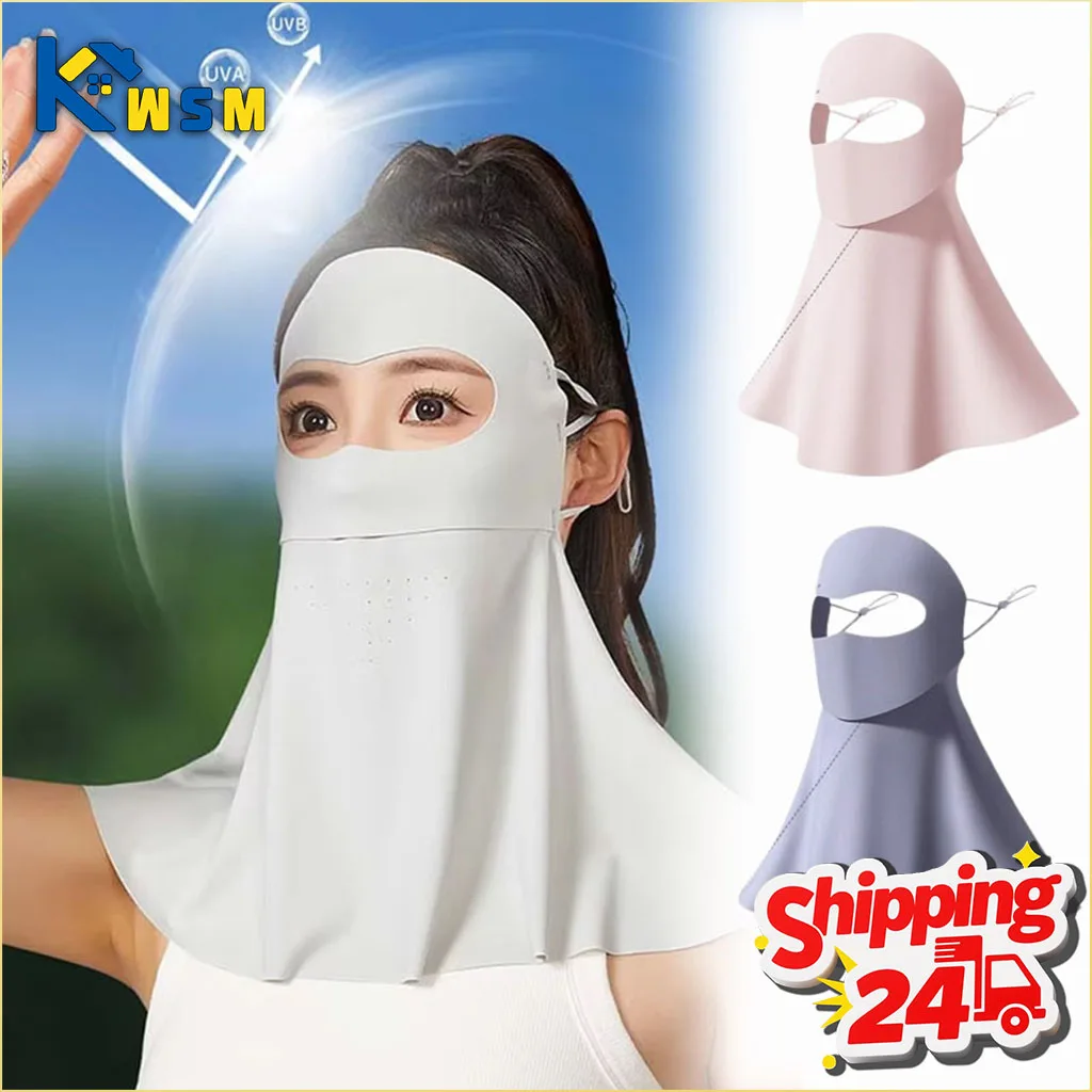 1-10 Stück Eisseide Gesichtsmaske für Frauen Kühlende Atmungsaktive UV-Schutz Augenabdeckung Sommer Sonnenmaske Staubdichte Stylische Gesichtsbedeckung