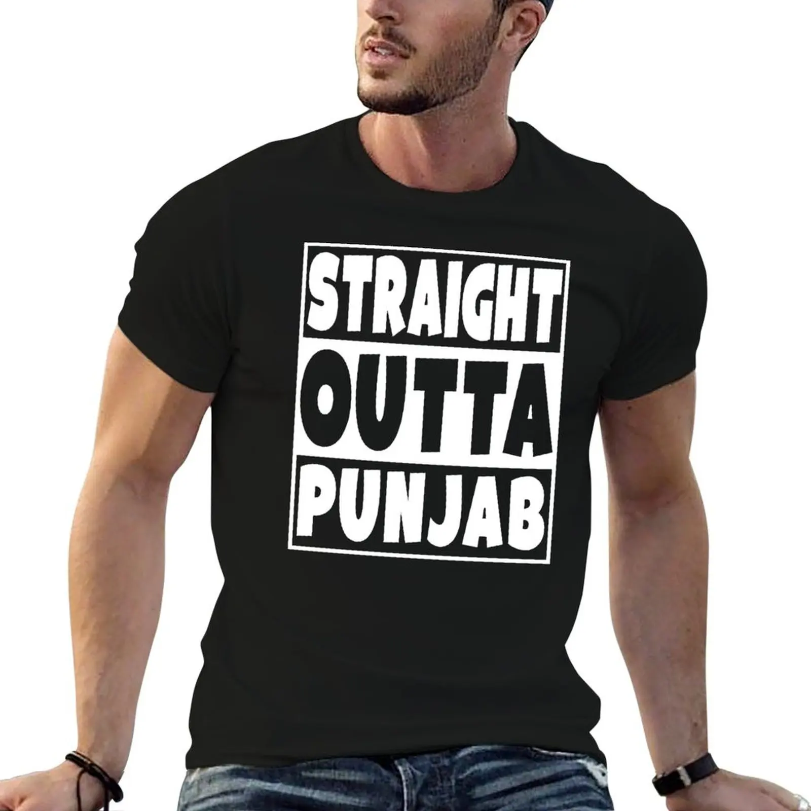Straight Outta Punjab T-Shirt Basic Casual Wear Short Sleeve Top