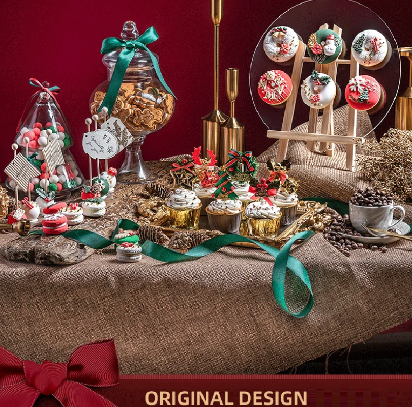 Simulation Christmas Cupcake Fake Cream Cake Model Christmas Desserts Ornaments Bakery Display Photography Props Xmas Scene Deco - view 4