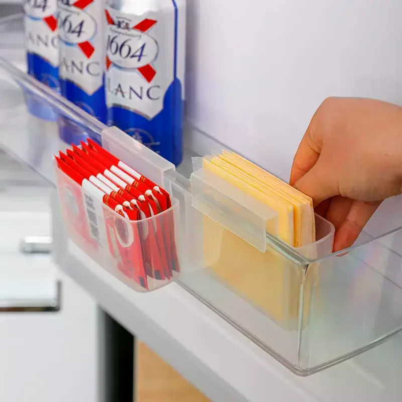 Sliced Cheese Holder Large Capacity Hanging Refrigerator Side Door Organizer Stackable Food Storage for Kitchen Fridge Sorting