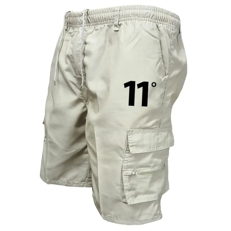 Outdoor Cargo Shorts Male Overalls Elastic Waist Cycling Shorts Multi-pockets Loose Work Shorts Beach Sport Printed Trousers