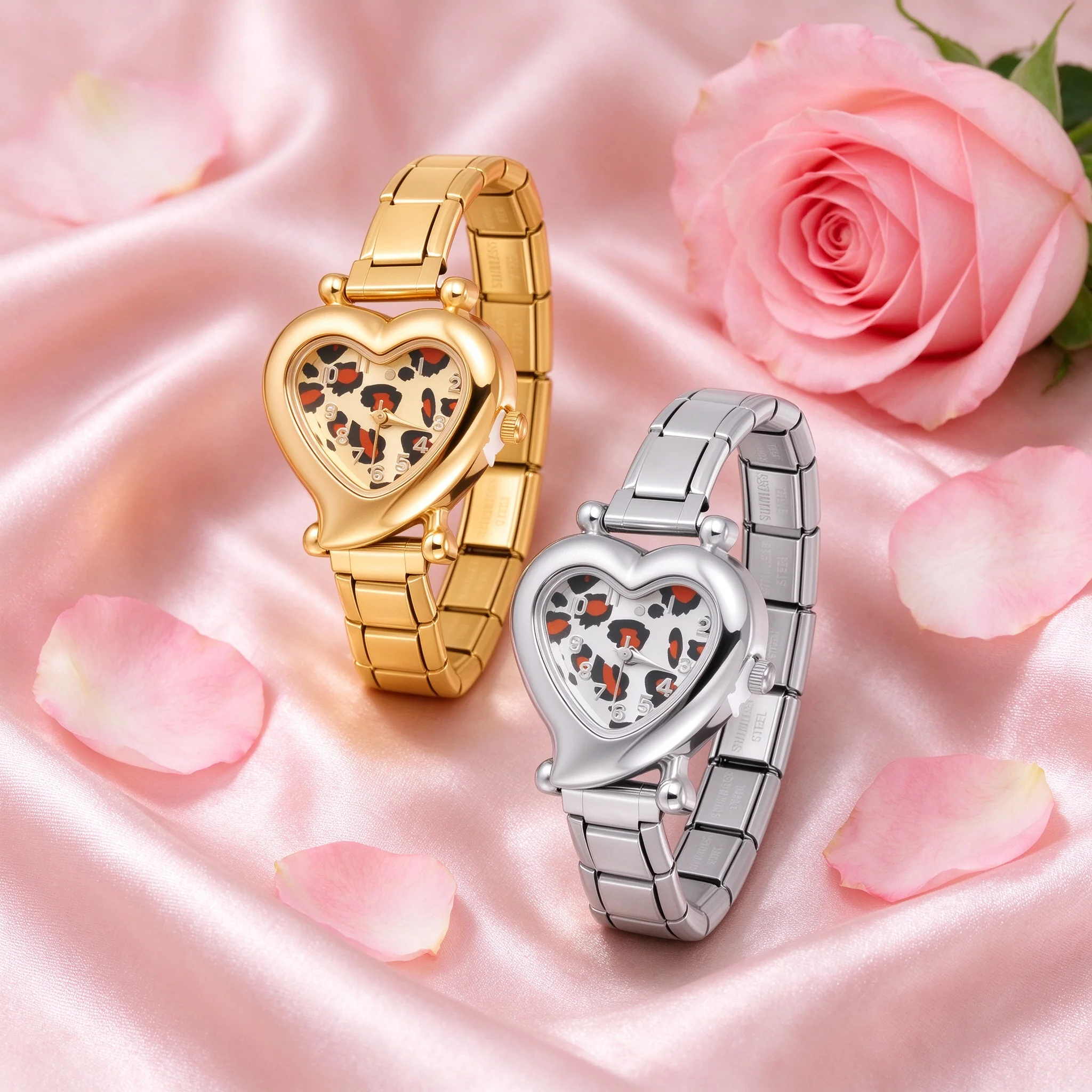 Heart Star Leopard Watch Dial Men Women DIY 9mm Width Italian Charm Stainless High Quality Square Oval Watch Bracelets Wholesale
