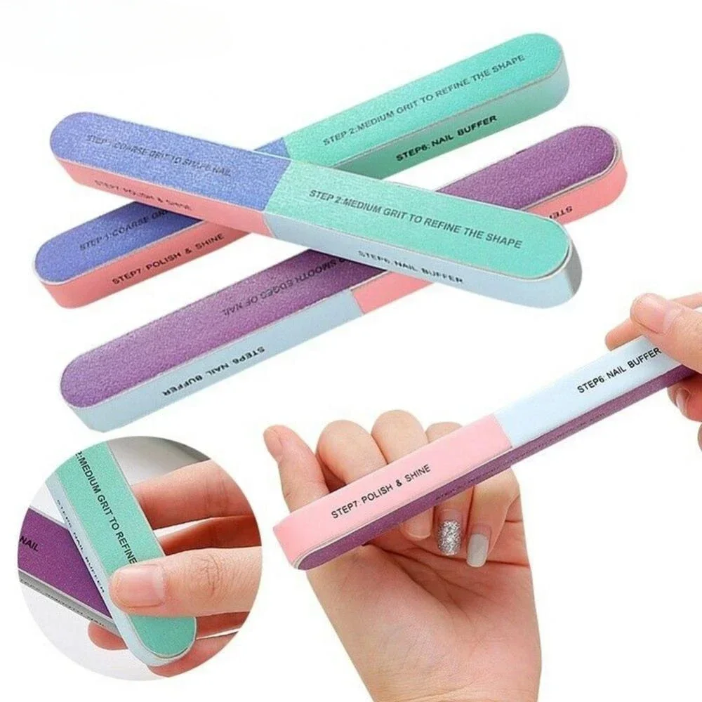 10Pcs/lot 7 Sides Nail Buffers Files Nail File Professional Polisher For Nail Art Manicure Polishing Block Buffing Accessories