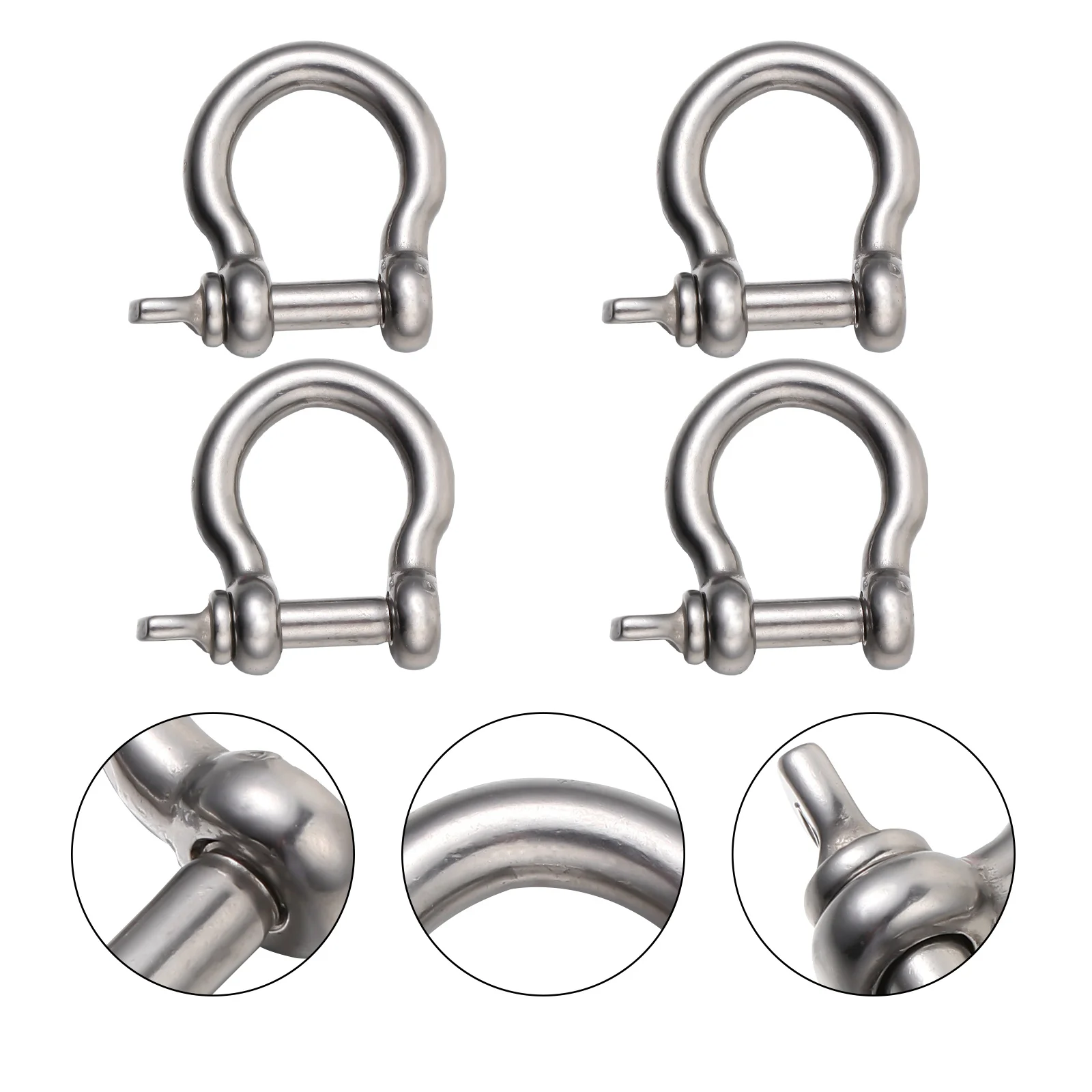 4 Pcs Winch Bow Buckle Hose Boat Anchor Stainless Steel Marine Tackle Shackles Horseshoe Shaped