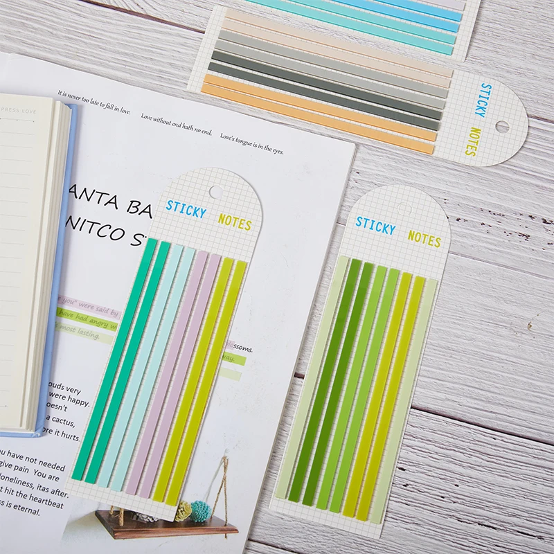 แท็บโปร่งแสงโน้ตยาวสีมาการูน160ชิ้นสติ๊กเกอร์ธงเครื่องเขียนดีไซน์บางมากนักเรียนสำนักงาน