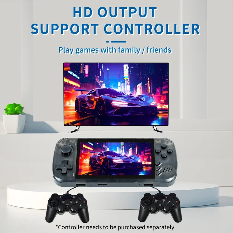 POWKIDDY X39pro 4.3 Inch IPS Screen Handheld Video Game Console X39 Retro Game PS1 Support Wired Controllers Children's gifts