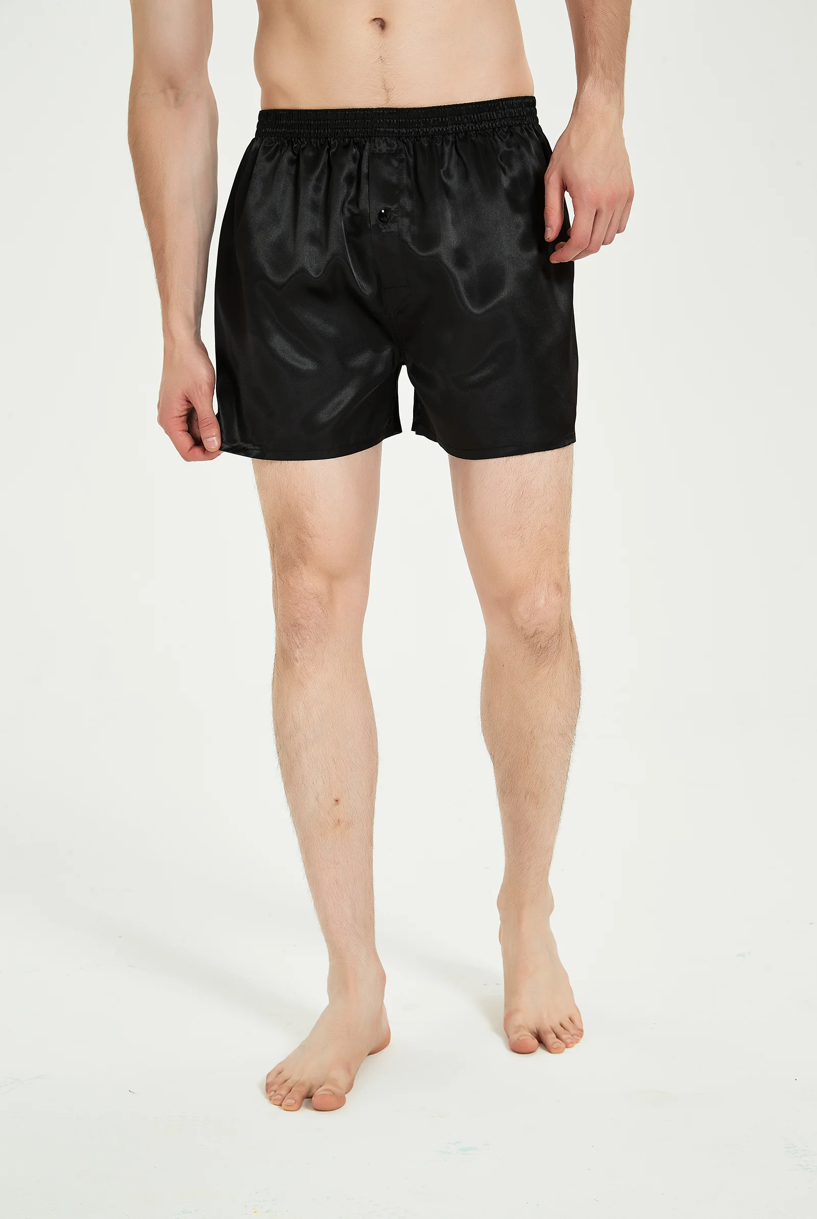 JupiterSecret 3 Pcs Mens Satin Boxer Shorts, Silk Feeling Sleep Shorts With Elastic Waistband