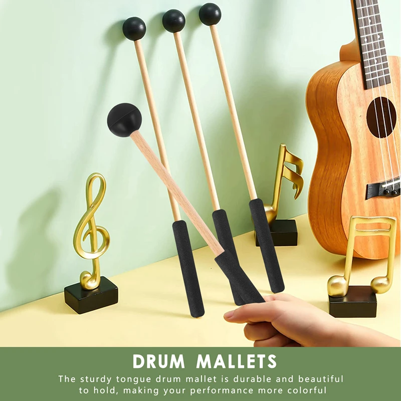 1 Pair Tongue Drum Mallets Soft Rubber Head Drum Mallets Sticks for Drums Tongue Drums and Keyboard Percussion-A10G